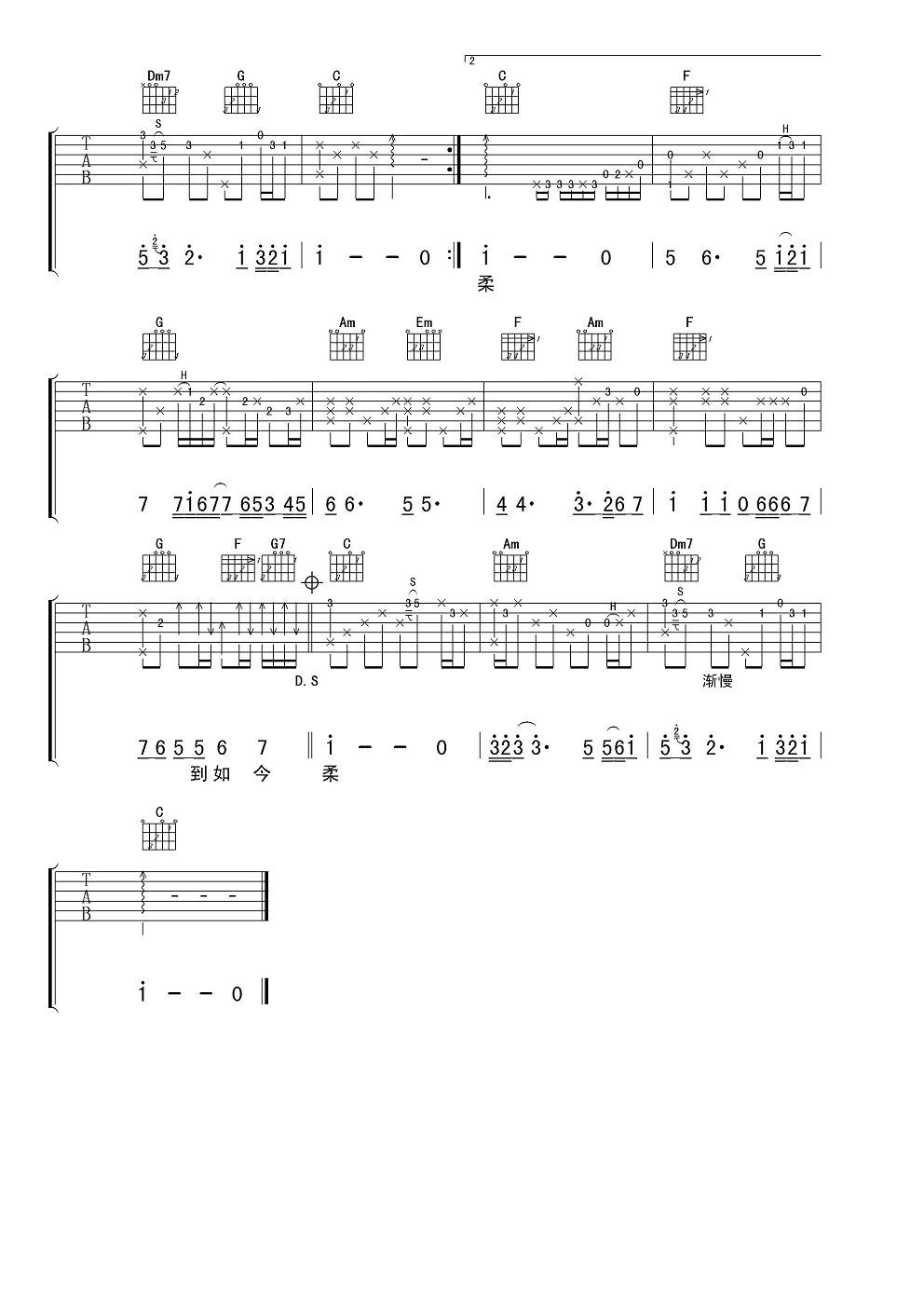 邓丽君恰似你的温柔吉他谱 男声版