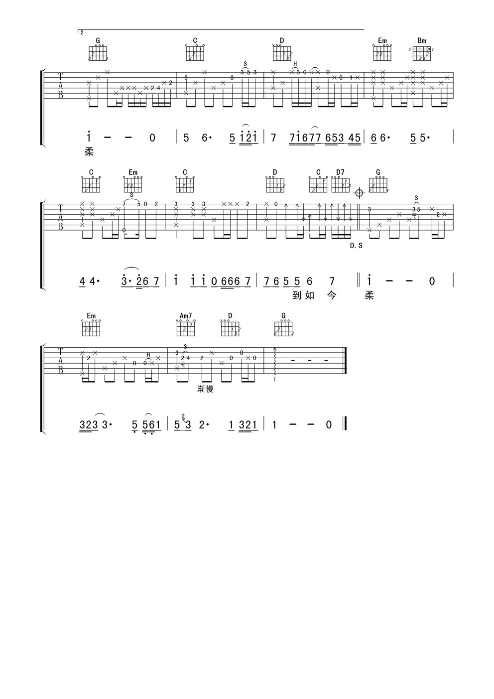 邓丽君恰似你的温柔吉他谱 女声版