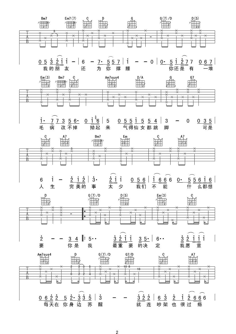 范玮琪 最重要的决定吉他谱 女声版