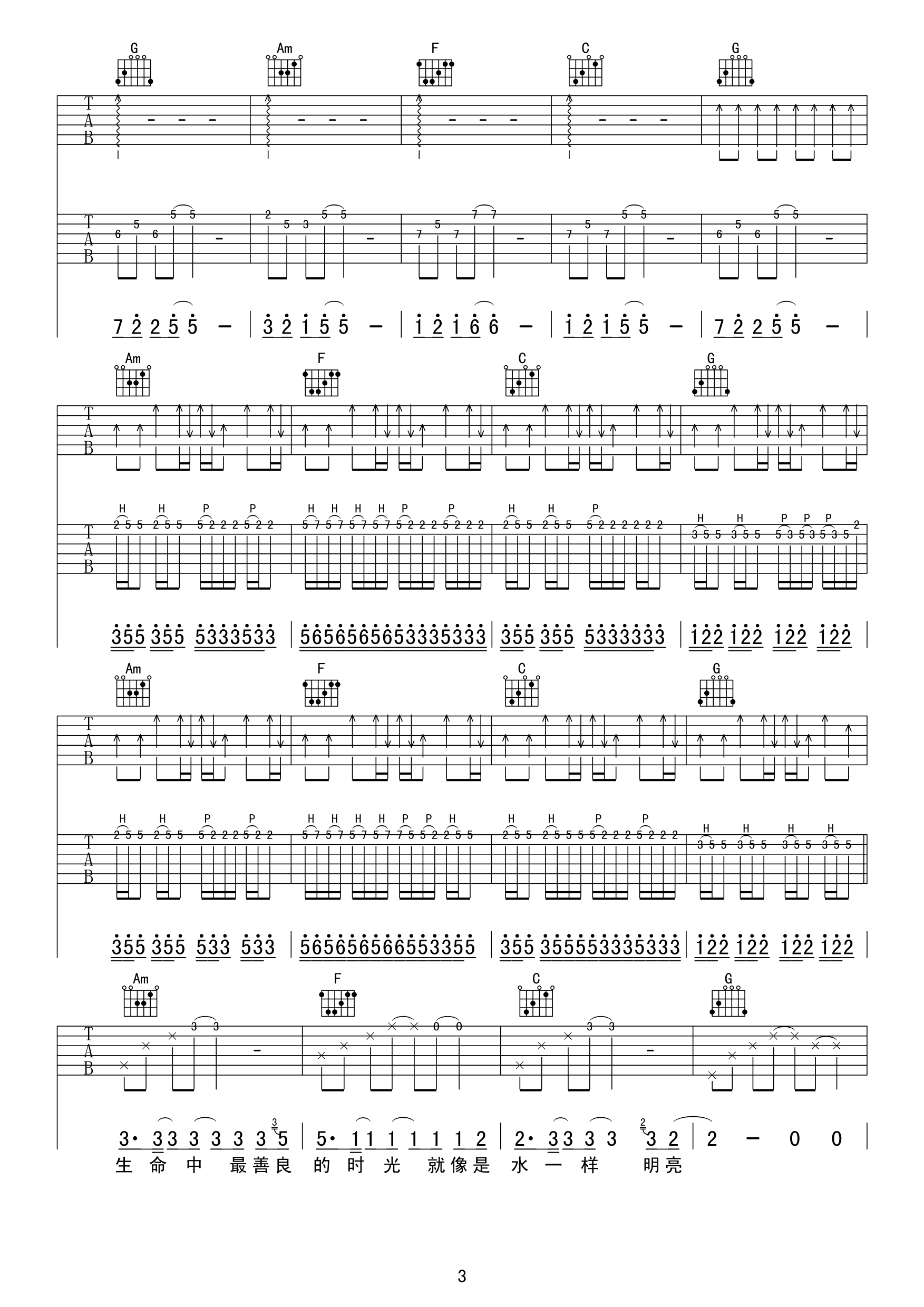 茶底世界吉他谱 丢火车乐队