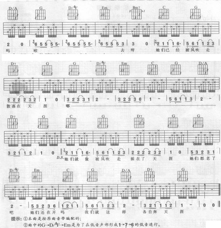 那些花儿吉他谱 朴树