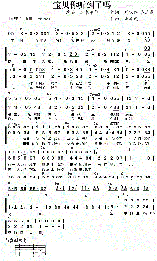 宝贝你听到了吗吉他谱 水木年华