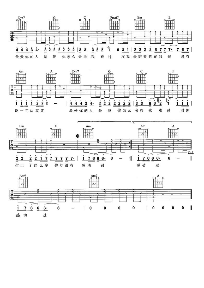 你怎么舍得我难过吉他谱 黄品源