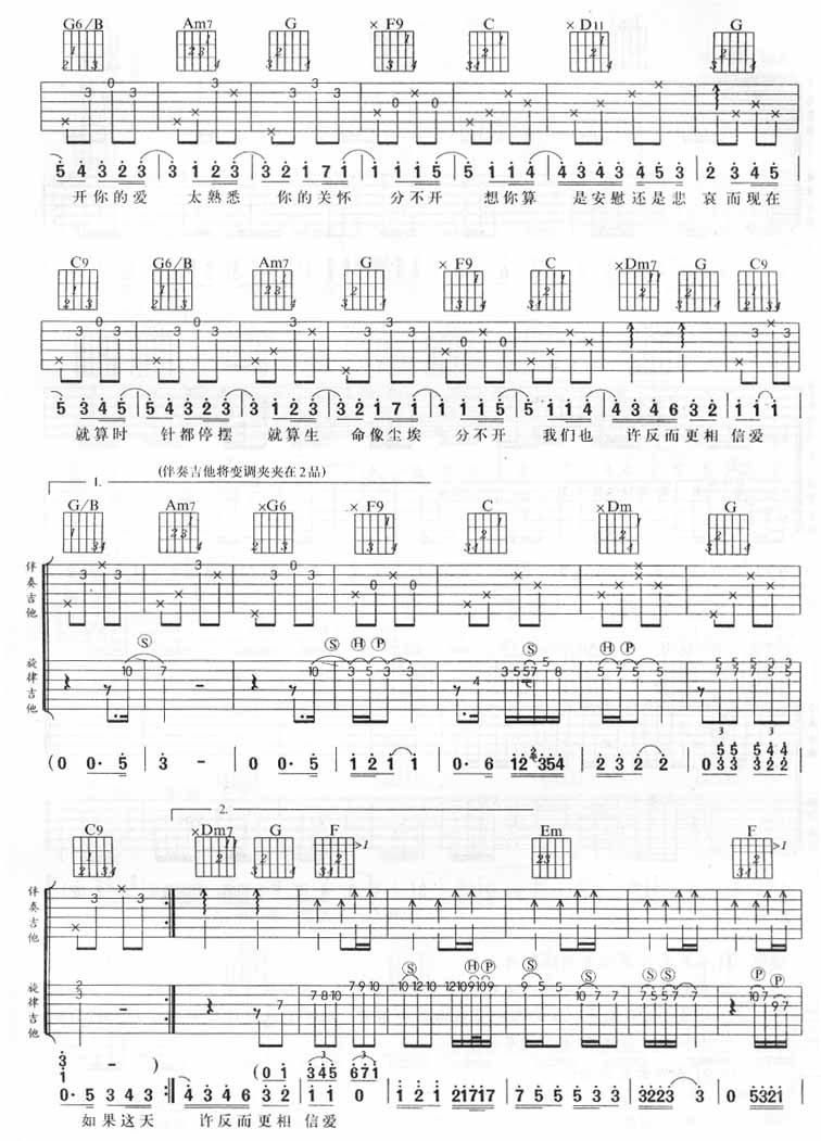 忽然之间吉他谱 莫文蔚