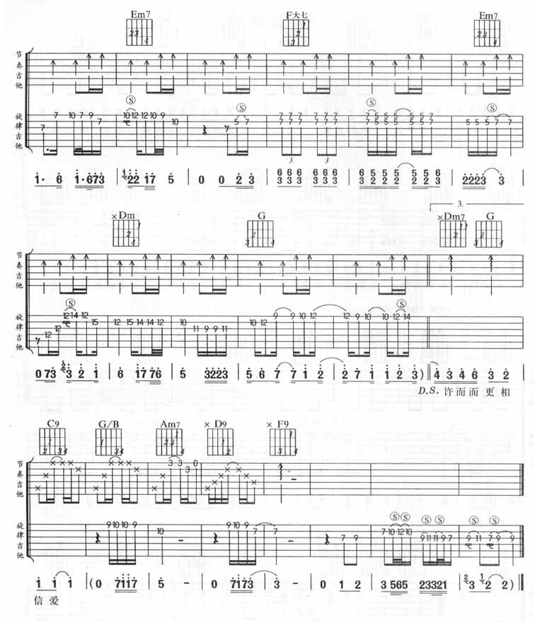 忽然之间吉他谱 莫文蔚