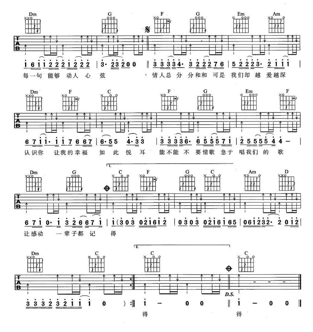 我们的歌吉他谱 王力宏