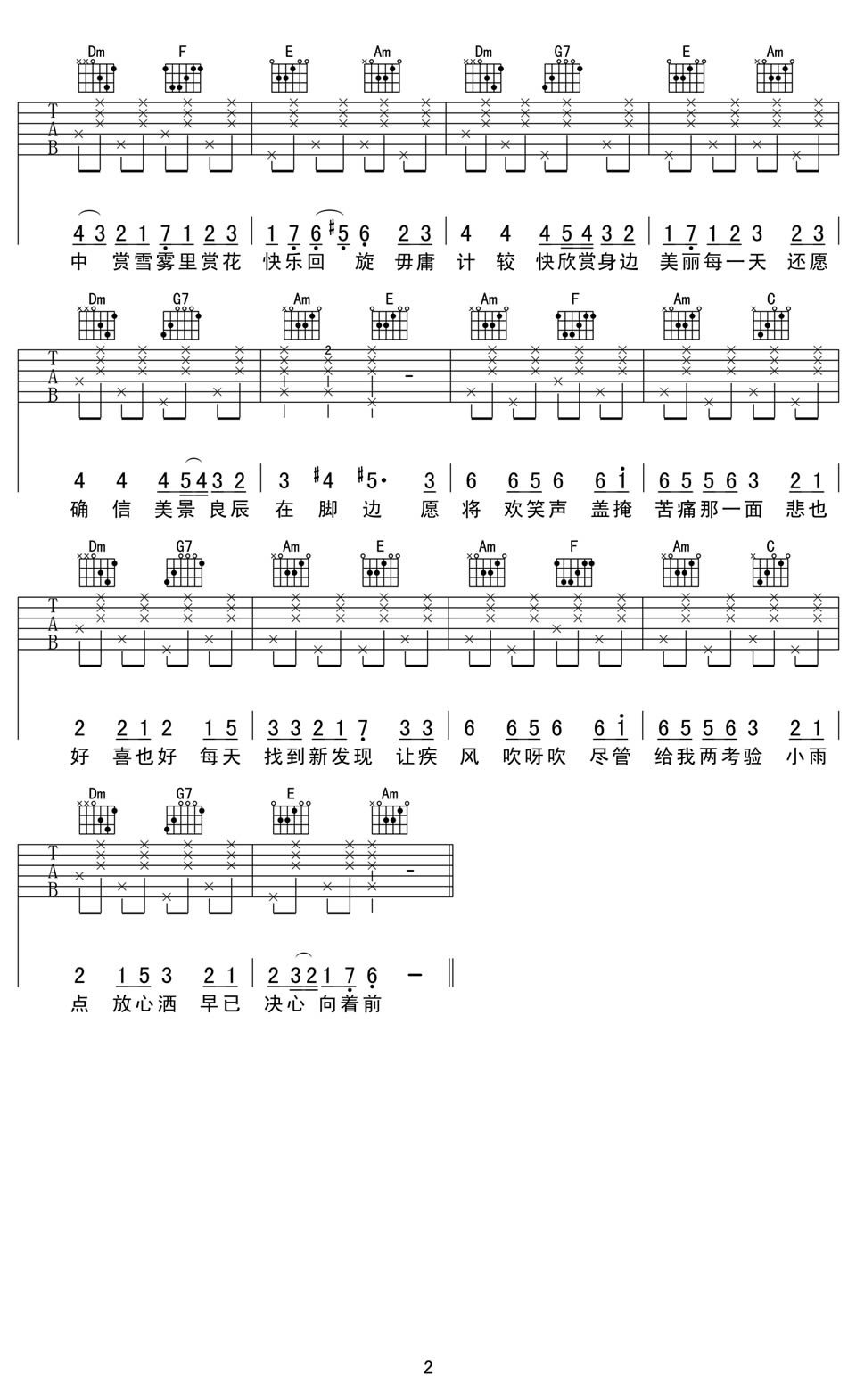 漫步人生路吉他谱