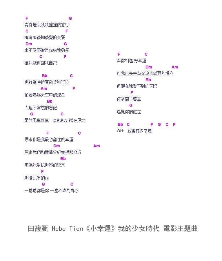 小幸运和弦谱吉他六线谱