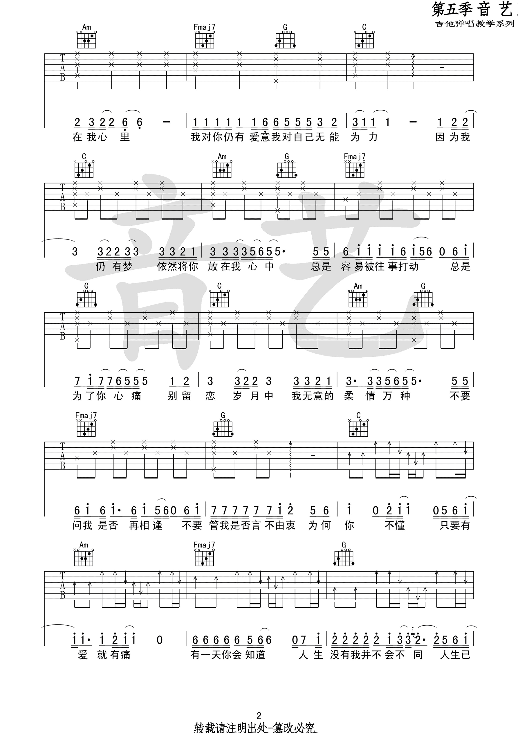 张国荣当爱已成往事吉他谱