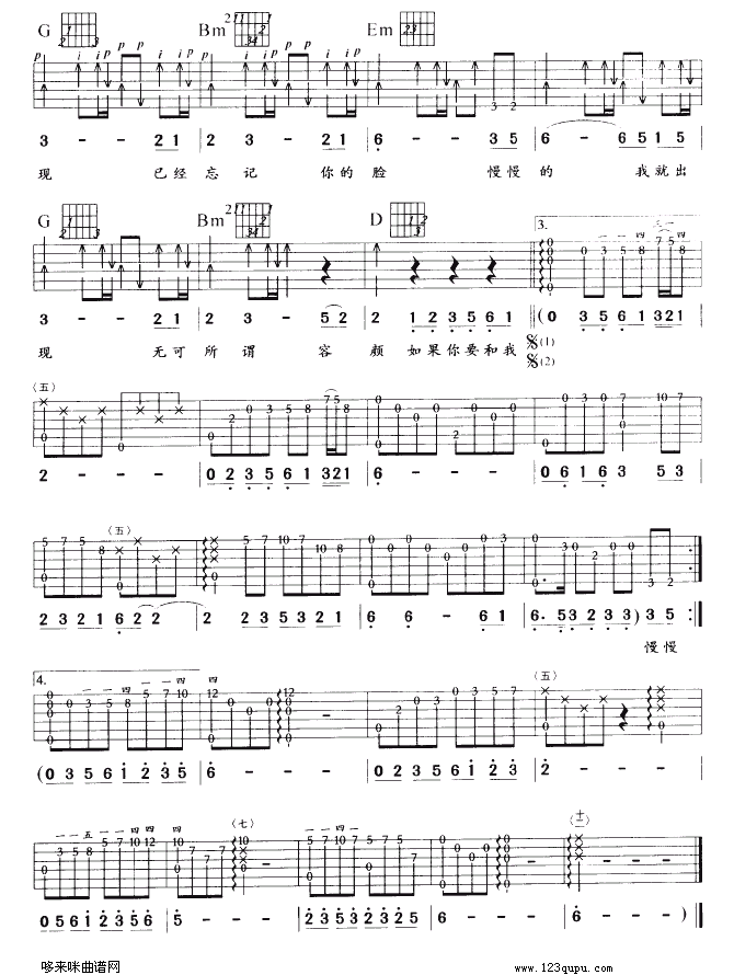 翅膀伍佰吉他谱