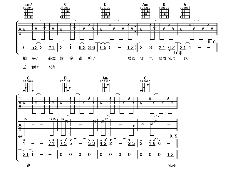 背包吉他谱
