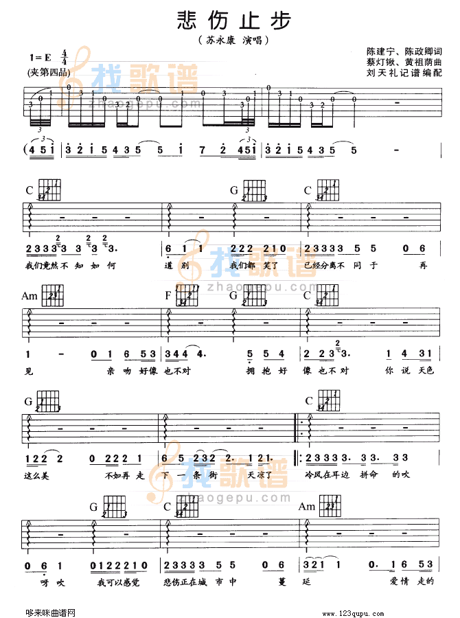 悲伤止步吉他谱