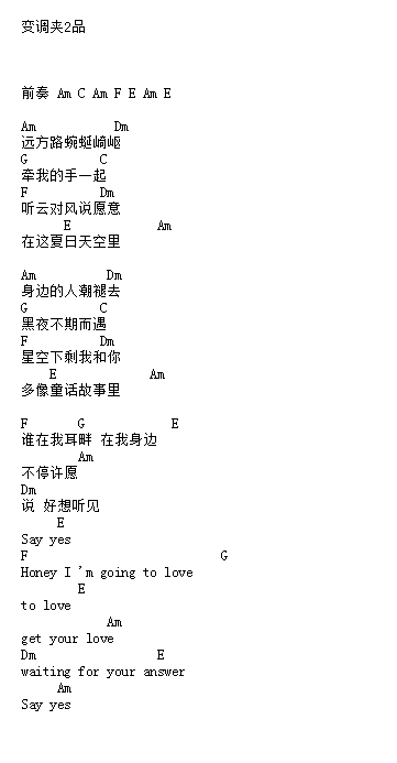 say yes文本吉他谱