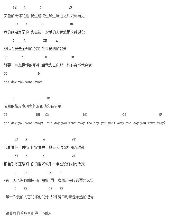 第一次爱的人文本吉他谱