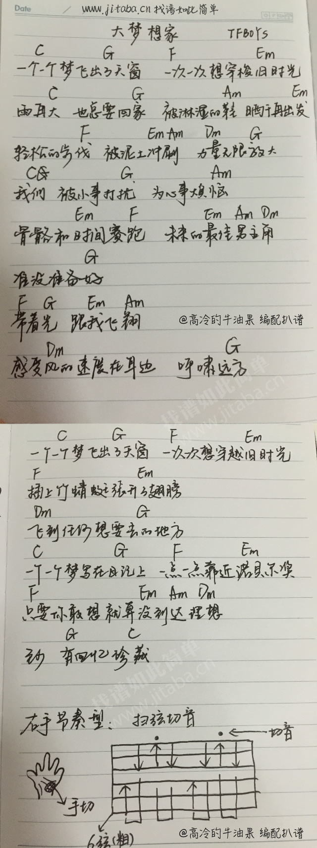 大梦想家文本吉他谱