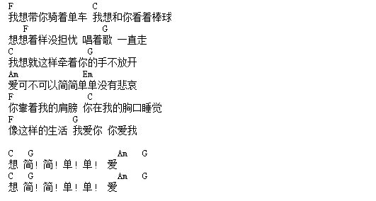 简单爱文本吉他谱