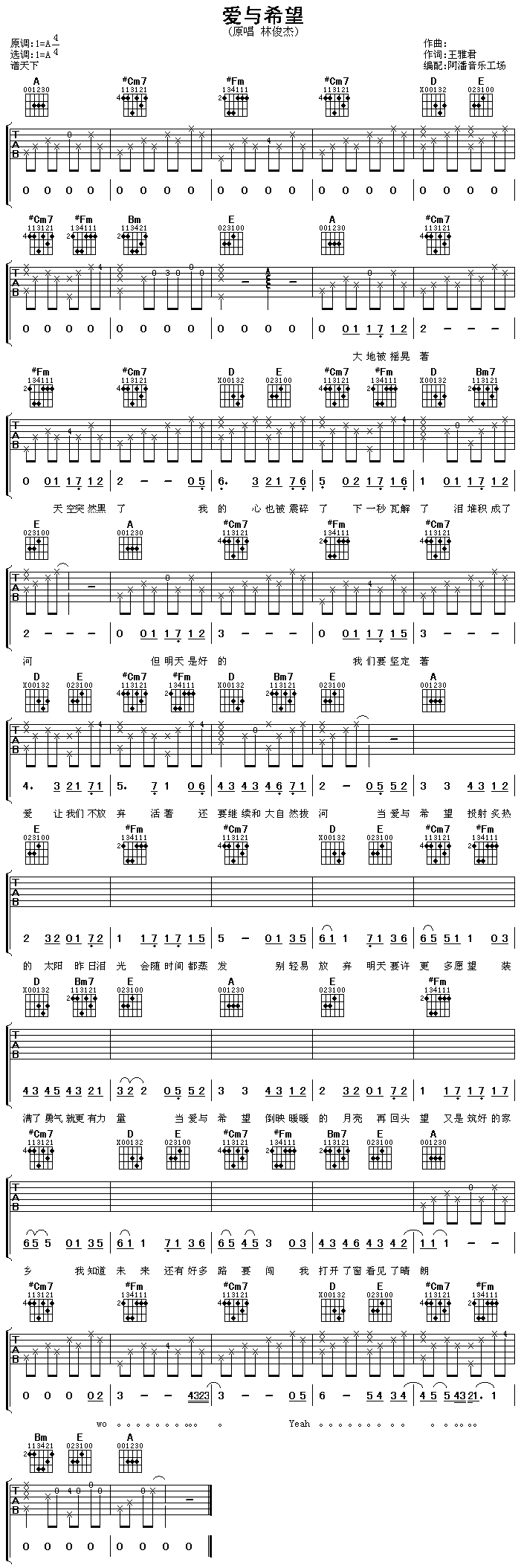 爱与希望吉他谱