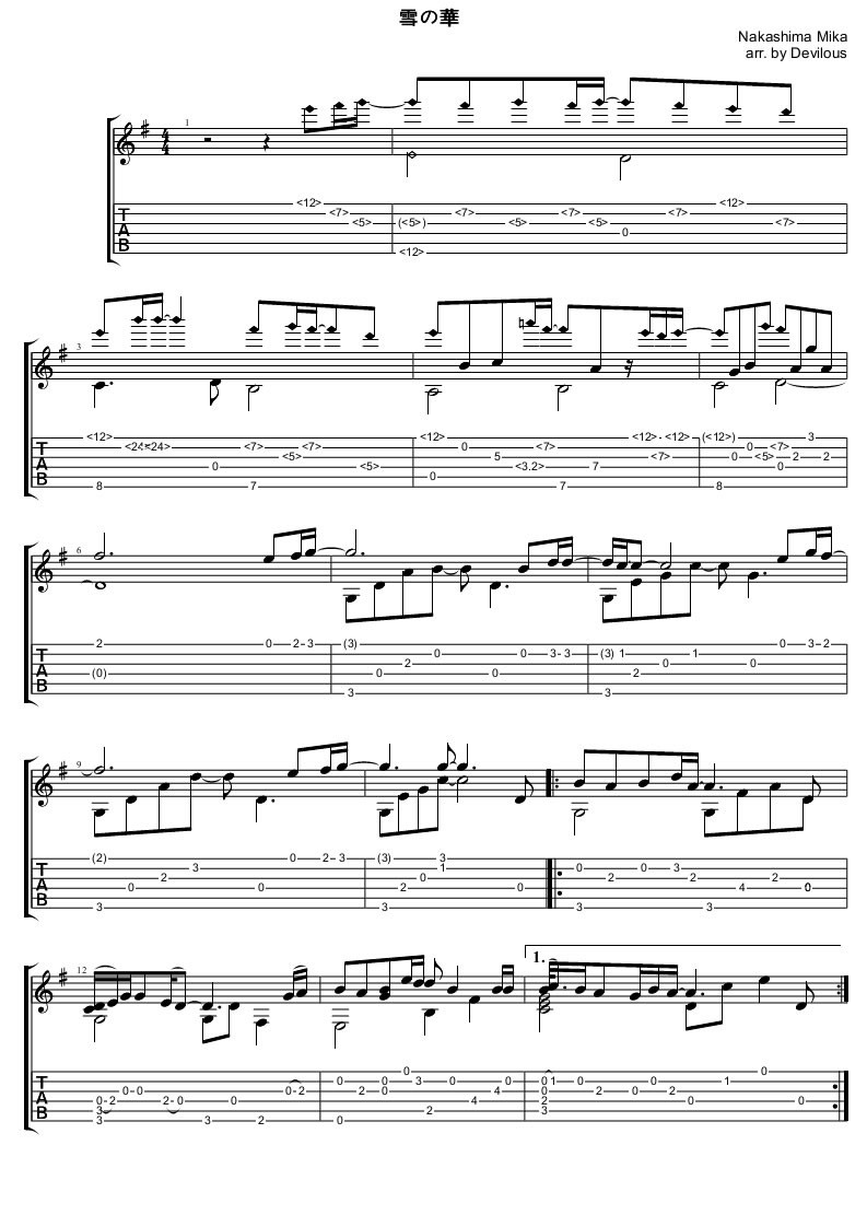 中岛美嘉雪の华吉他谱