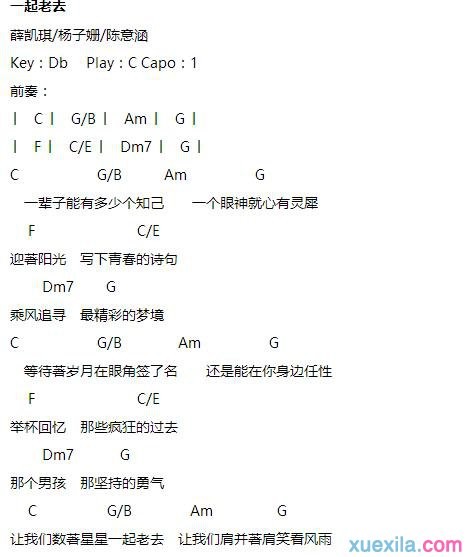 薛凯琪一起老去txt吉他谱