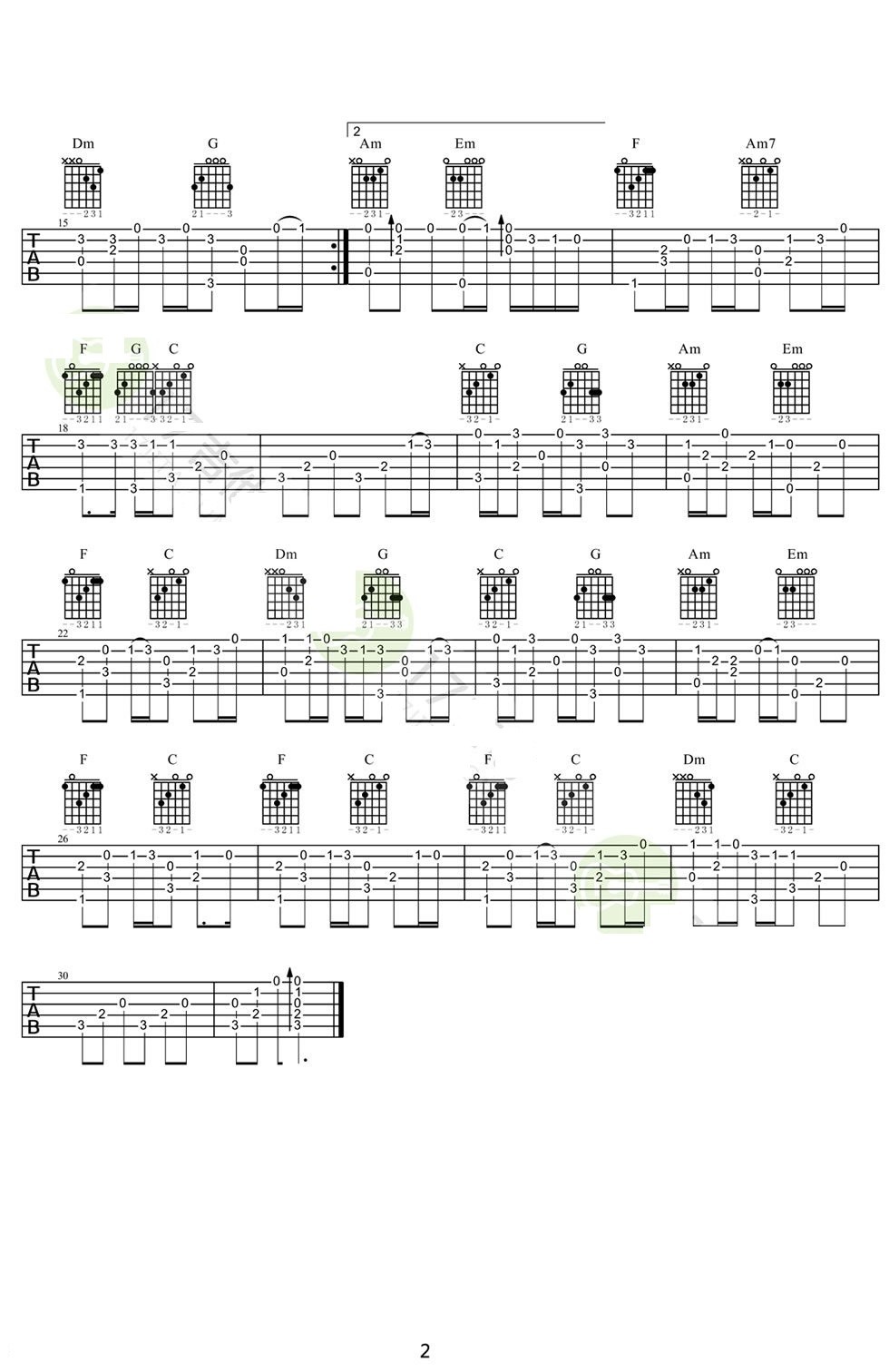 永远同在吉他谱_千与千寻片尾曲永远同在六线谱