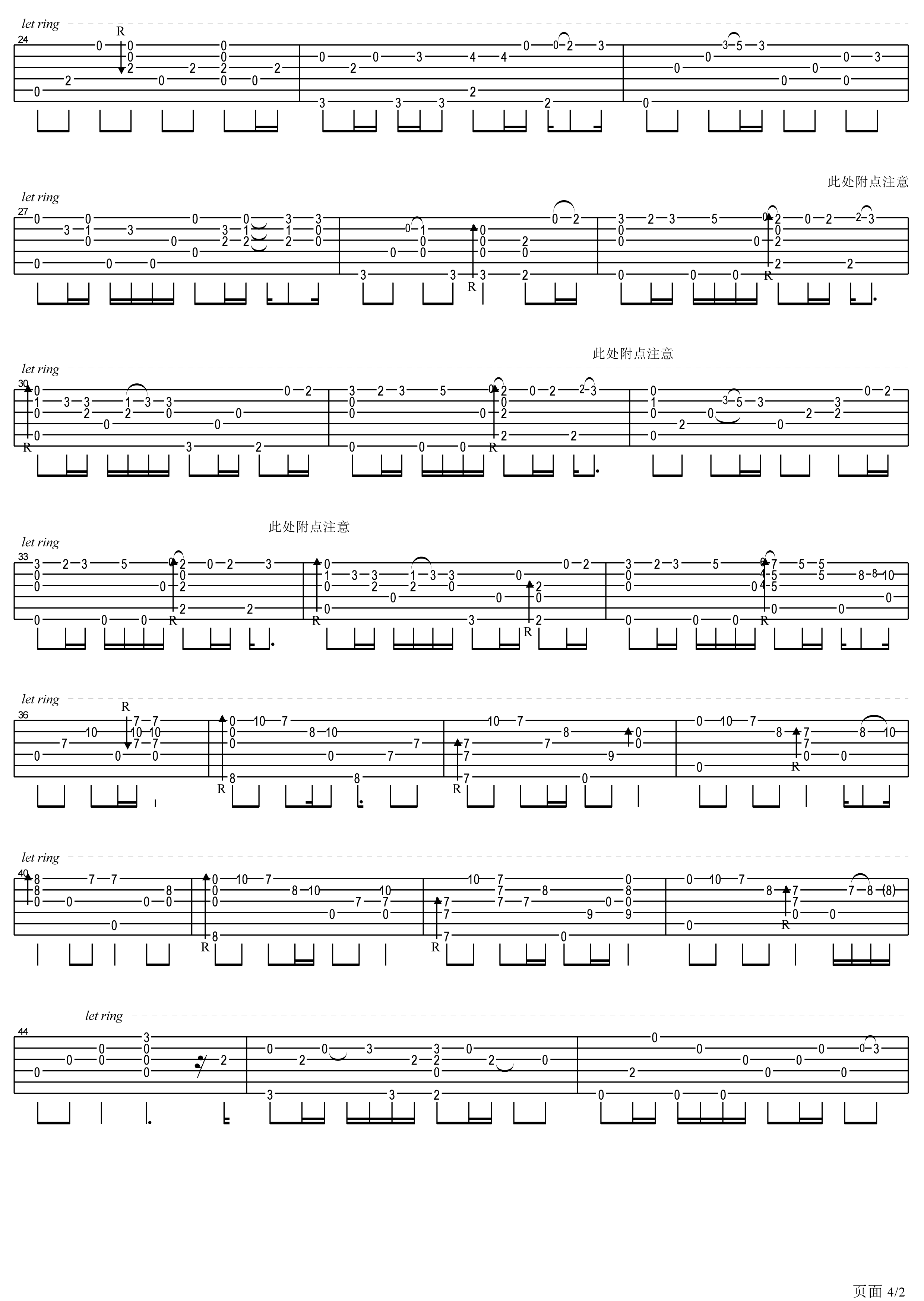 可惜不是你指弹吉他谱