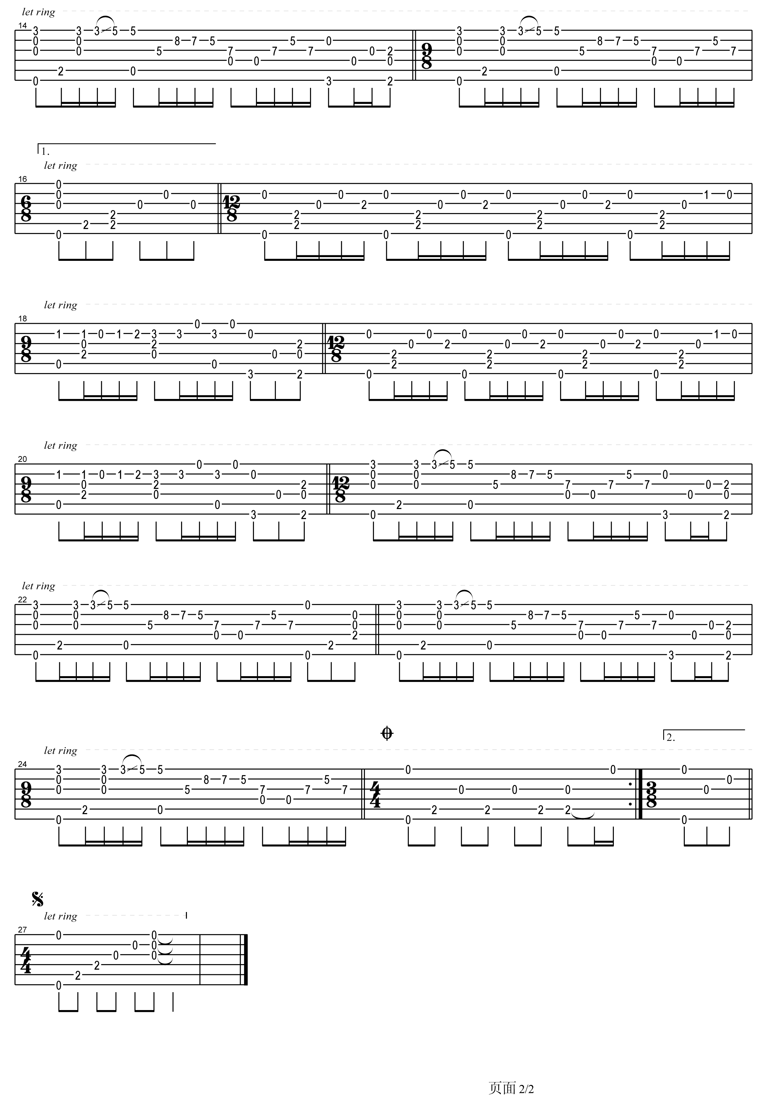 梦中的婚礼吉他谱 卢家宏指弹独奏