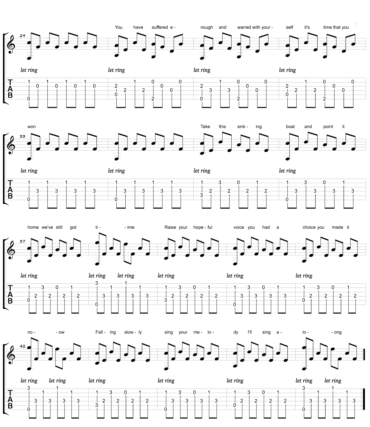 falling slowly吉他谱
