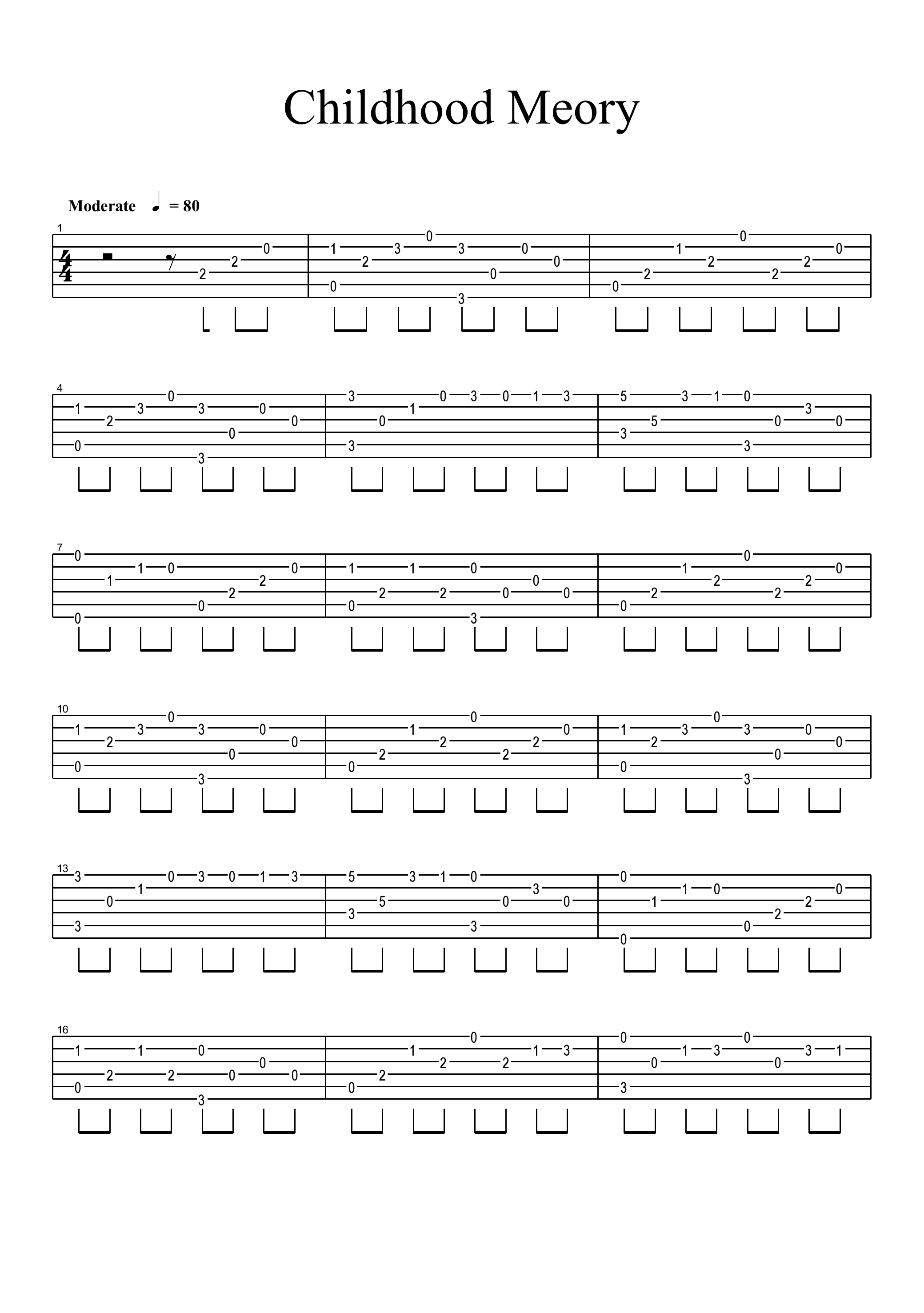 childhood memory吉他谱 班得瑞