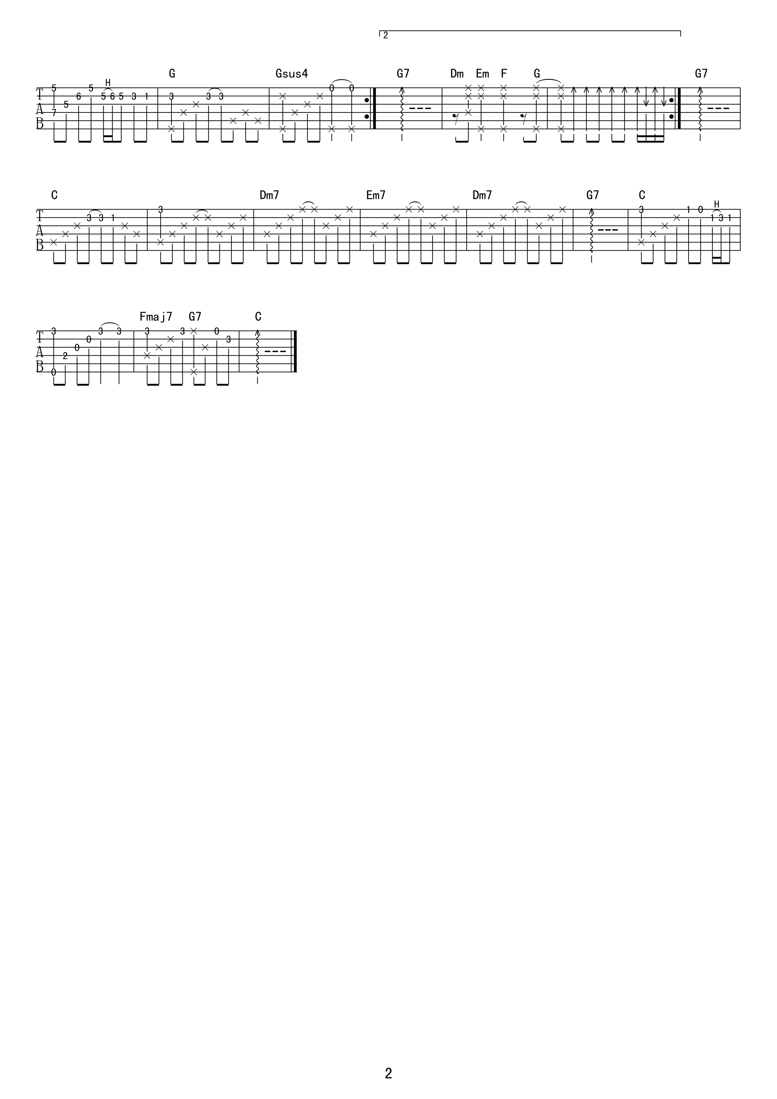 一天一万年指弹吉他谱 游鸿明