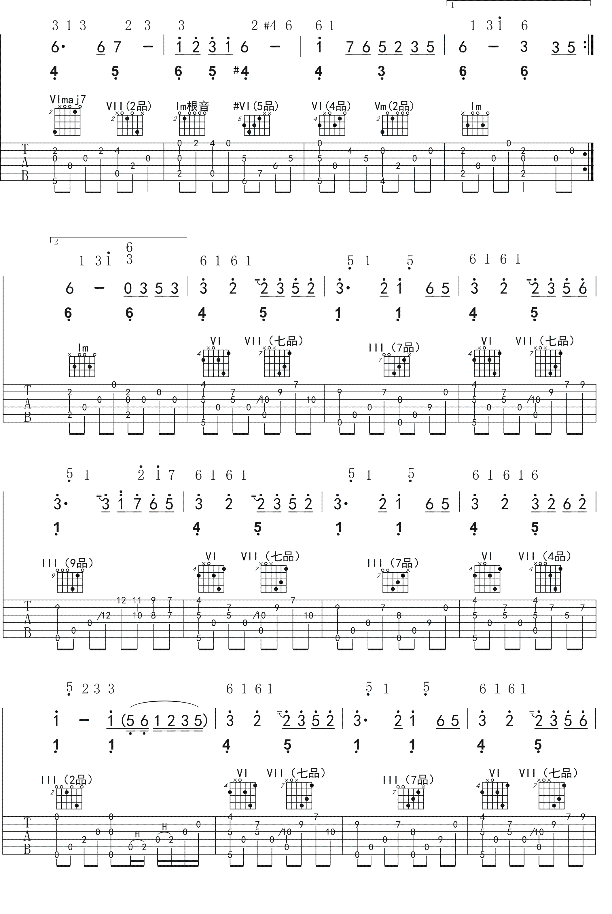 奇迹山吉他谱 岸部真明