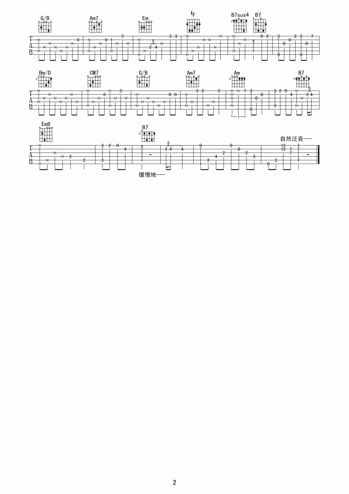 天空之城独奏吉他谱 G调