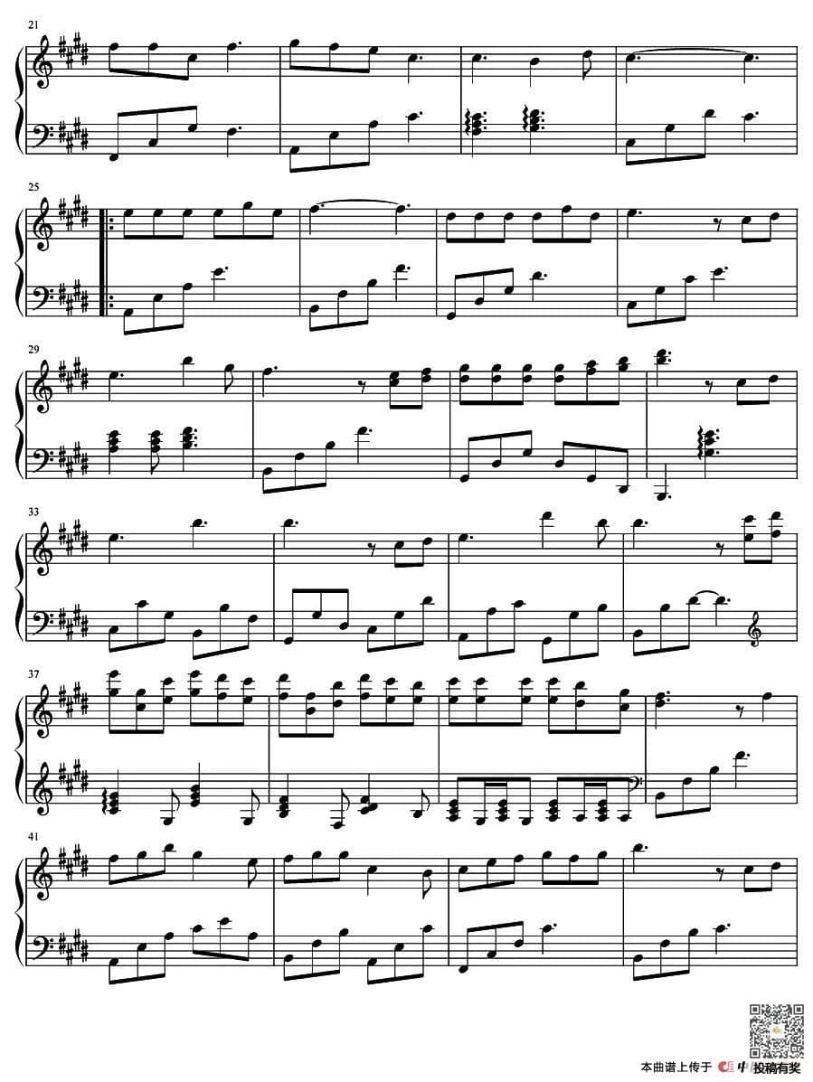 不可说钢琴乐谱及歌词