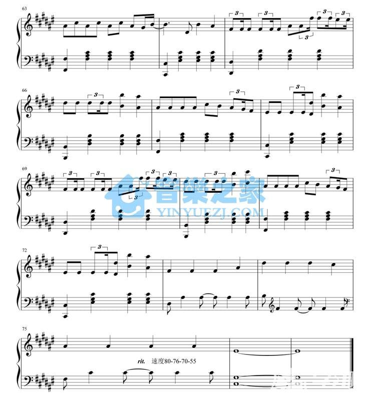 faded歌曲钢琴五线谱