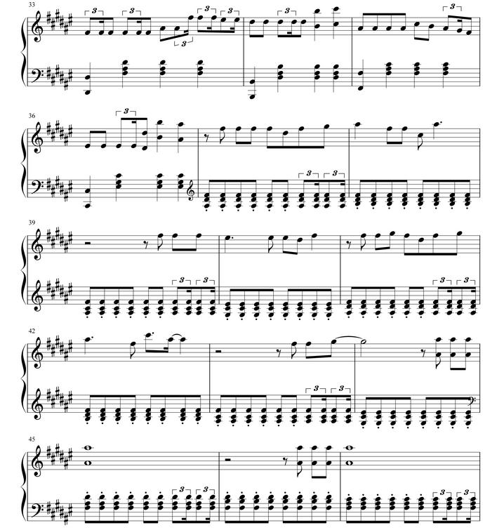 faded钢琴谱五线谱_faded歌词歌谱