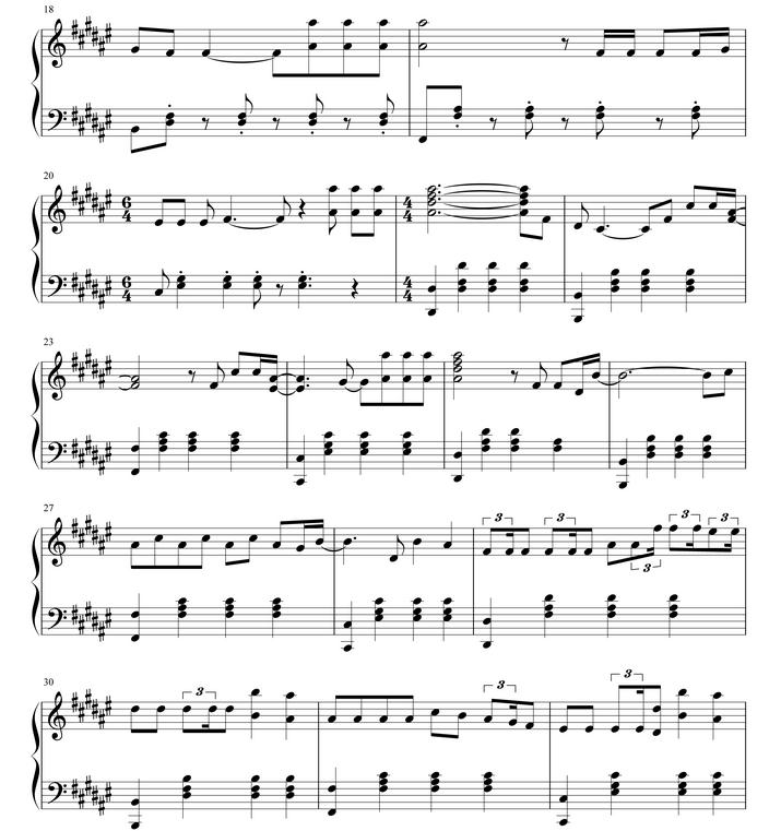 faded钢琴谱五线谱_faded歌词歌谱