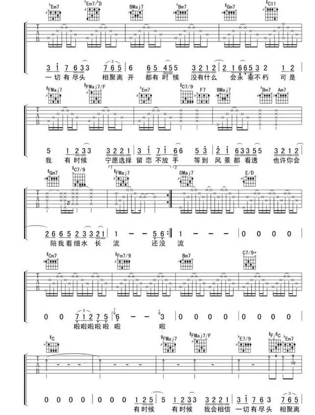 王菲红豆的吉他六线谱欣赏