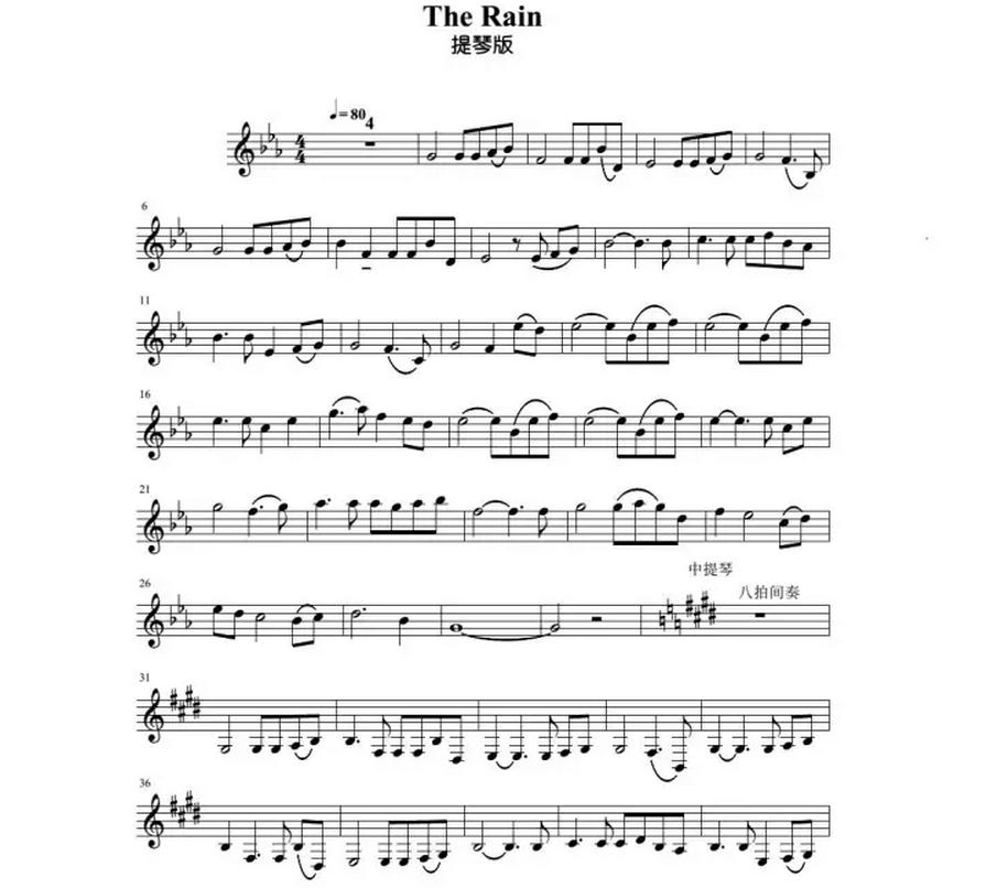 the rain小提琴曲谱欣赏