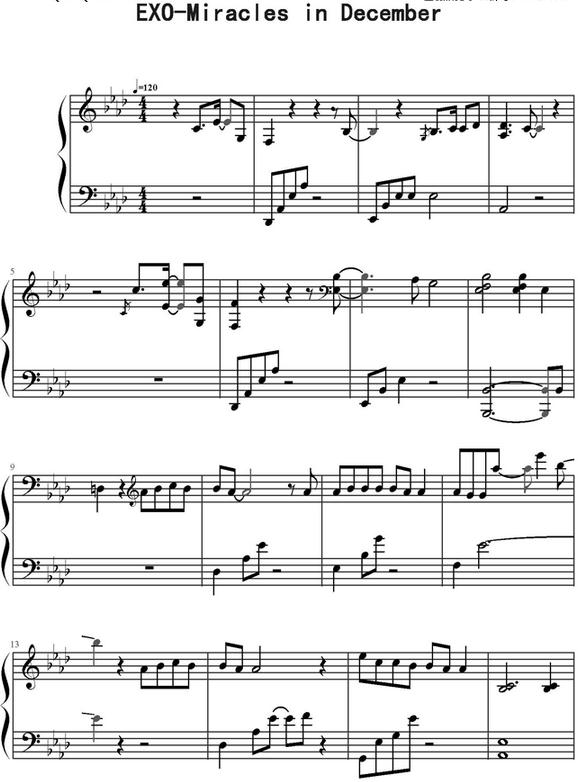 exo十二月的奇迹五线谱