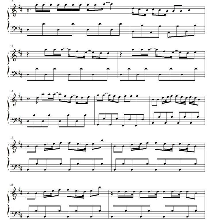 exo咆哮钢琴曲五线谱