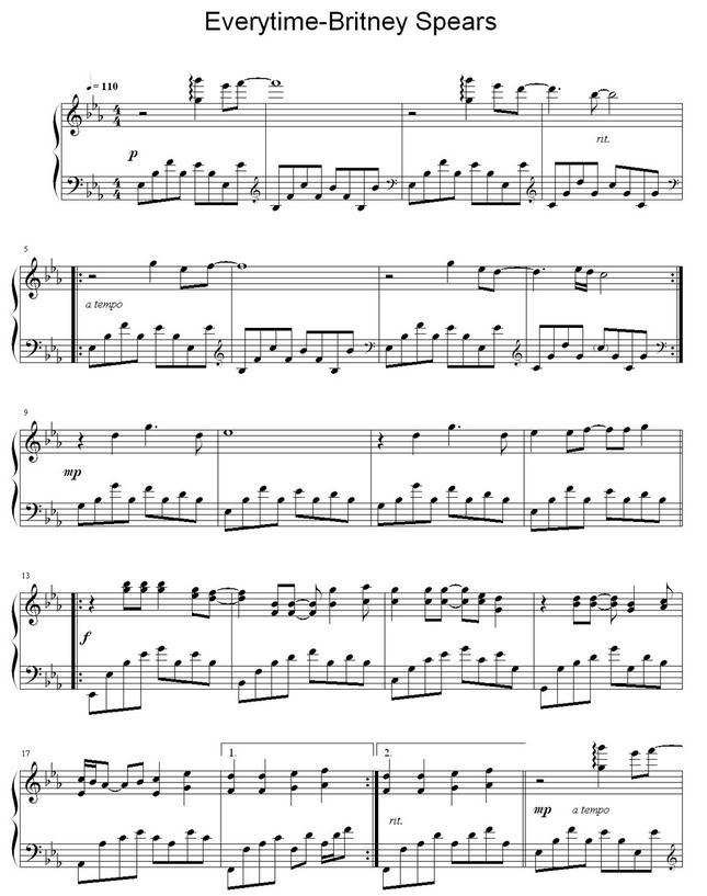 everytime五线谱