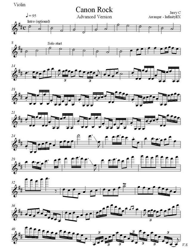 canon rock小提琴谱