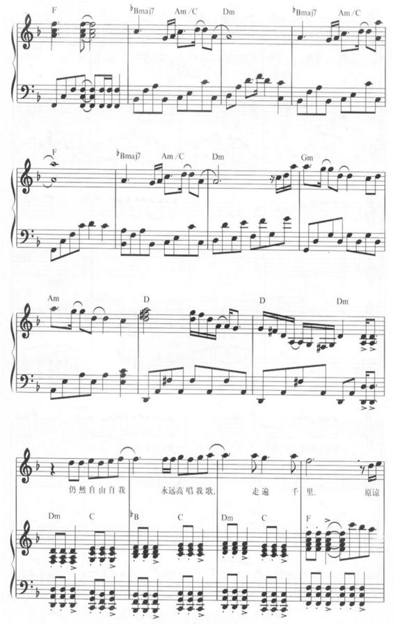 beyond海阔天空五线谱