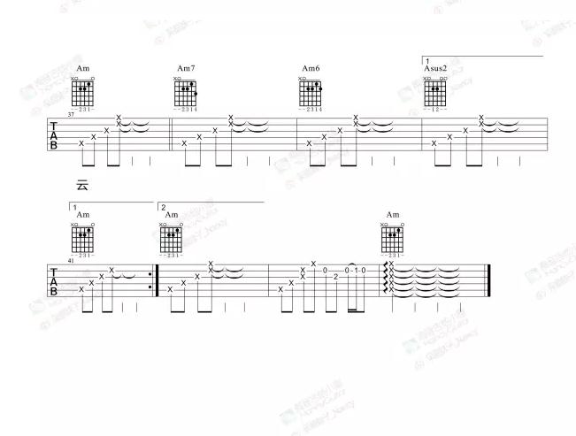 风中有朵雨做的云吉他六线谱
