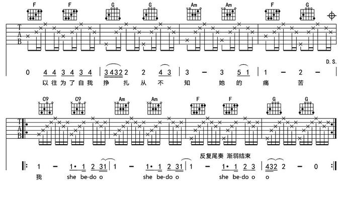 喜欢你吉他六线谱