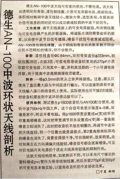 Tecsun/德生 AN-100、AN-200中波天线