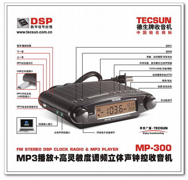 德生 MP-300数字解调立体声收音机