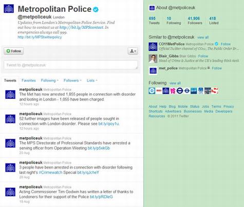 metpoliceuk 社会化媒体在伦敦骚乱中的正面应用