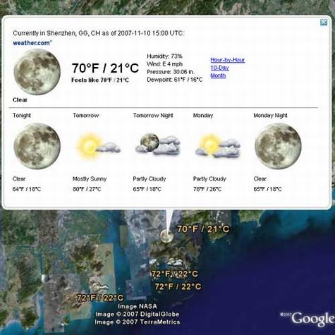 Google Earth新增天气预测图层