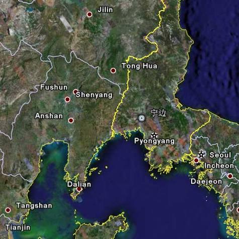 Google Earth下看朝鲜宁边核设施冷却塔