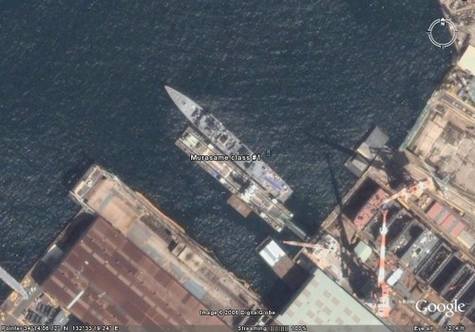 Google Earth下的日本海军驱逐舰